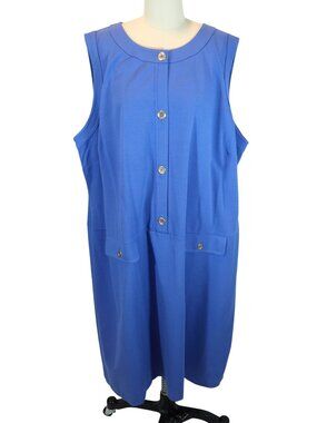 TALBOTS Button Front Ponte Knit Sleeveless Dress Size 24W NWT Periwinkle Blue